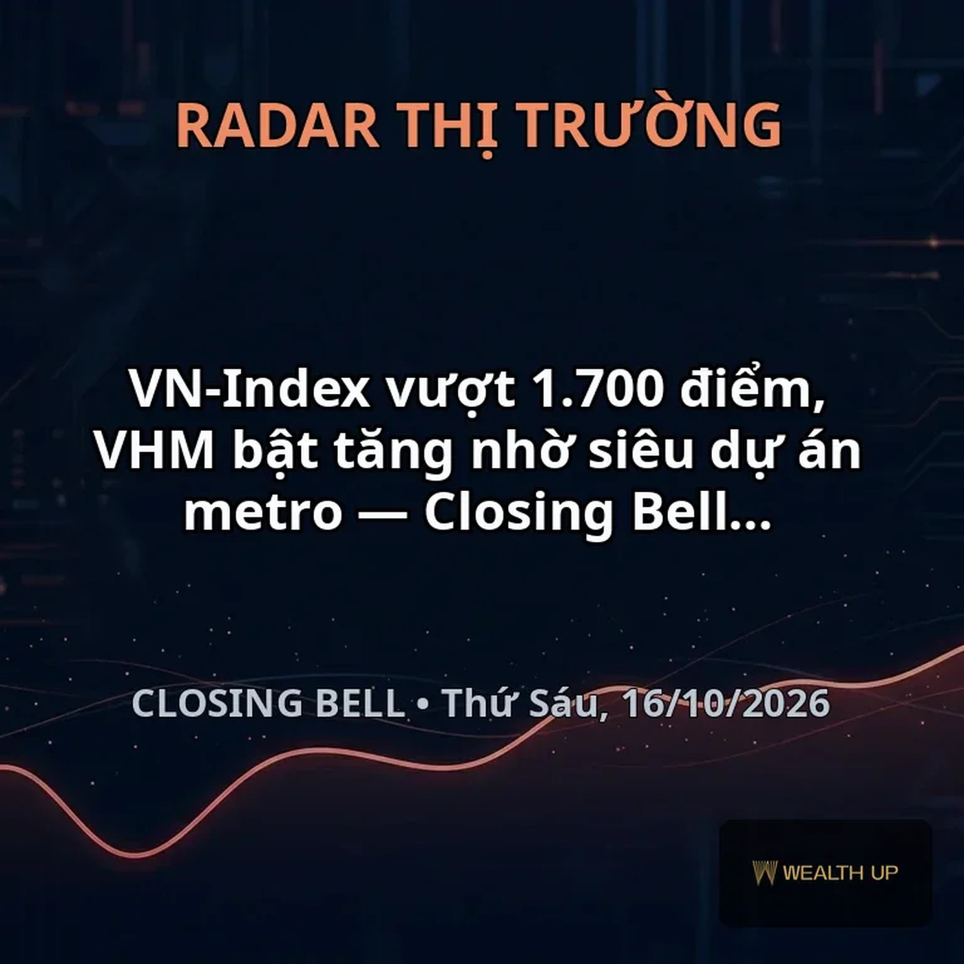VN-Index vượt 1.700 điểm, VHM bật tăng nhờ siêu dự án metro — Closing Bell 16/10/2026 episode artwork