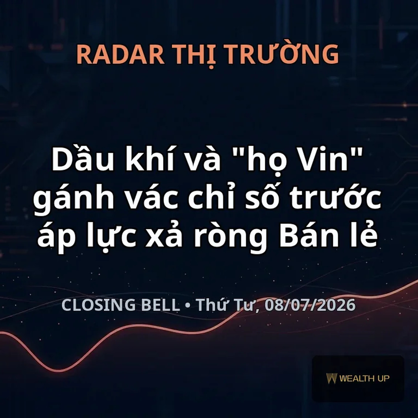 Closing Bell Thứ Tư, 08/07/2026 — Dầu khí và "họ Vin" gánh vác chỉ số trước áp lực xả ròng Bán lẻ episode artwork